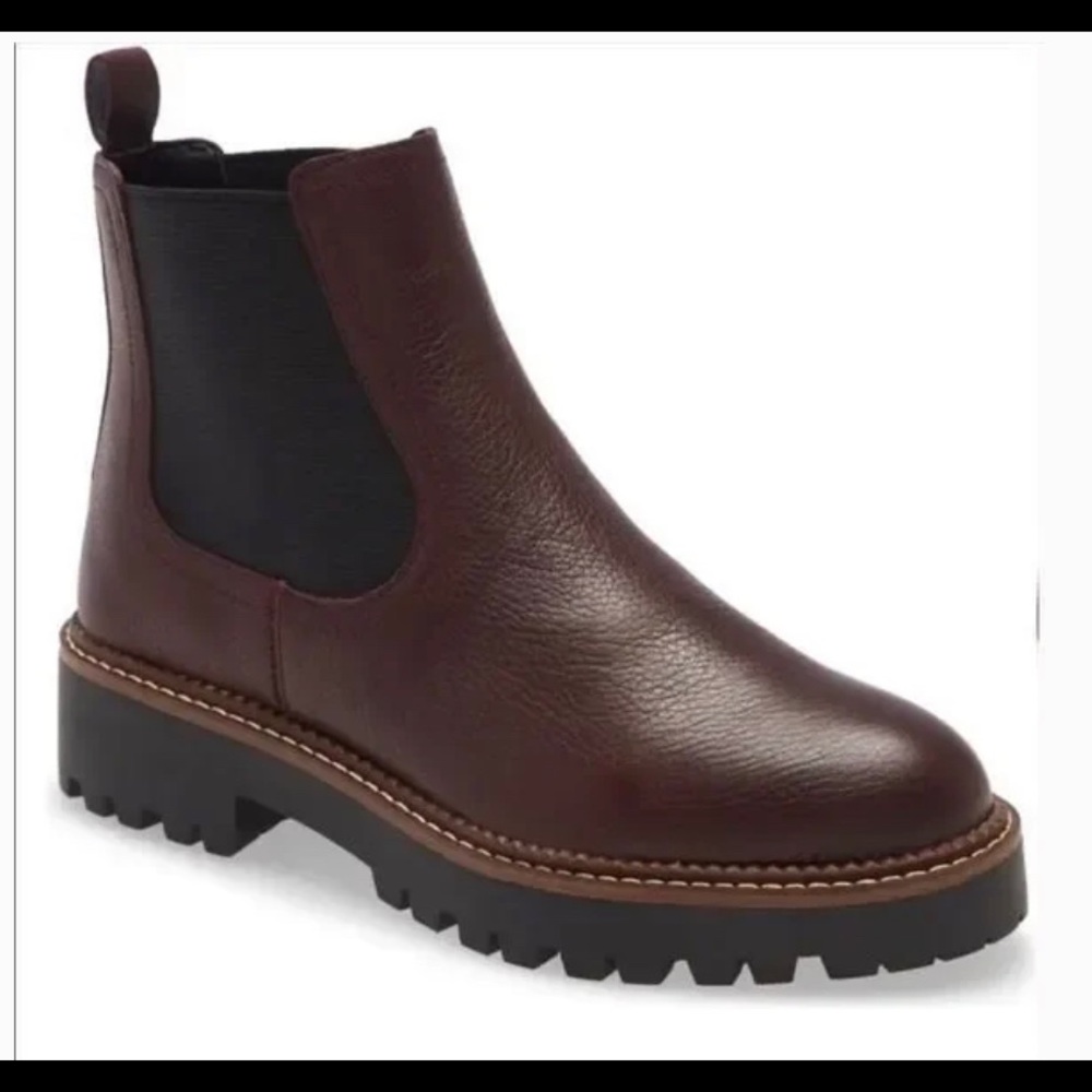CASLON Miller Water Resistant Chelsea Boot Burgundy 7.5